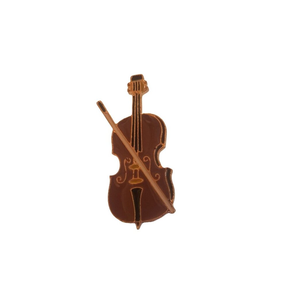 Mini Cello Lapel Pin Brooch  Gold & Brown‎  Music Lover's Accessory